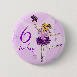Badge Rond 5 Cm Ballerina violet fille bouton d'anniversaire