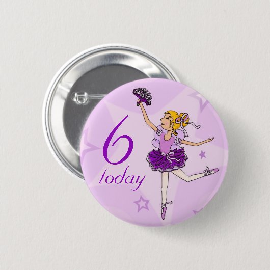 Badge Rond 5 Cm Ballerina violet fille bouton d'anniversaire (Devant & derrière)