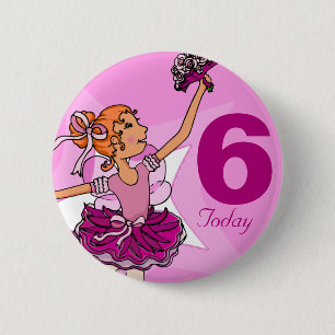 Badge Rond 5 Cm Ballerina violet rose gingembre fille bouton d'ann