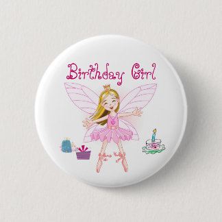Badge Rond 5 Cm Ballerine de fée de fille d'anniversaire