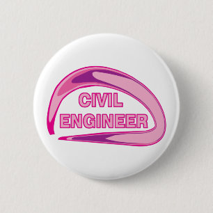 Badge Rond 5 Cm Balles de Golf d'Ingénieur Civil Rose