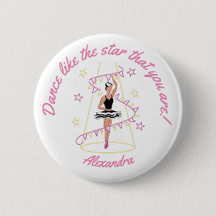 Badge Rond 5 Cm Ballet & Bunting - J'adore le ballet - Noir/Marron