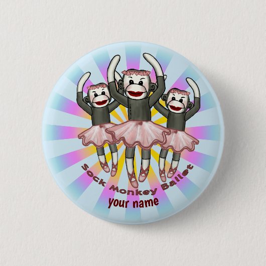 Badge Rond 5 Cm Ballet de Singe en Chaussette (Devant)