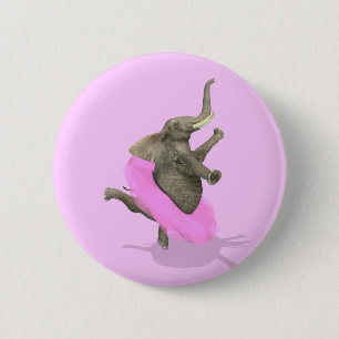 Badge Rond 5 Cm Ballet Elephant En Pointe