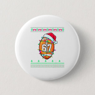 Badge Rond 5 Cm Ballon de Football Américain 67 Déguisement Noël P