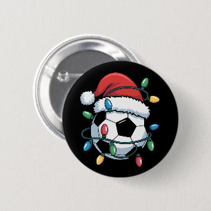 Badge Rond 5 Cm Ballon de football de Noël de sport de Santa Joueu