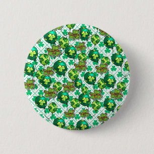 Badge Rond 5 Cm Ballon Trèfle Chanceux Design St-Patrick 🍀