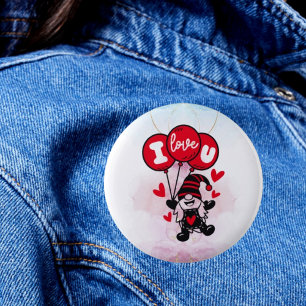 Badge Rond 5 Cm Ballons d'amour : Bouton Je t'aime