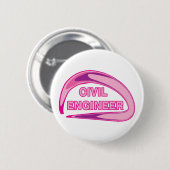 Badge Rond 5 Cm Ballons de golf pour ingénieur civil rose (Devant & derrière)