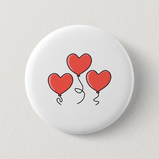 Badge Rond 5 Cm Ballons rouges de coeur (Devant)
