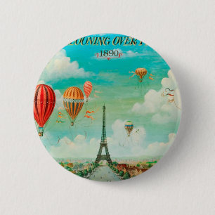Badge Rond 5 Cm Ballons vintages de PixDezines/Eiffel/Paris