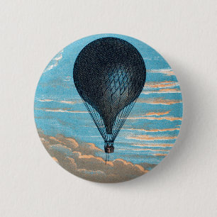 Badge Rond 5 Cm Balloon à air chaud vintage Retro View First Ballo