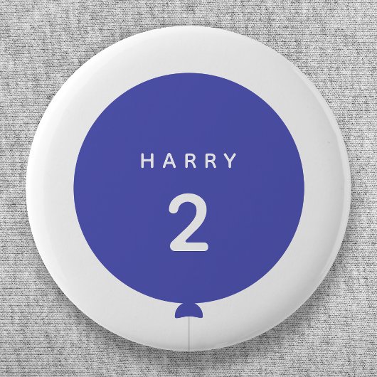 Badge Rond 5 Cm Balloon moderne | Bleu Anniversaire Nom de la fête