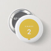 Badge Rond 5 Cm Balloon moderne | Jaune Anniversaire Fête Mignonne (Devant & derrière)