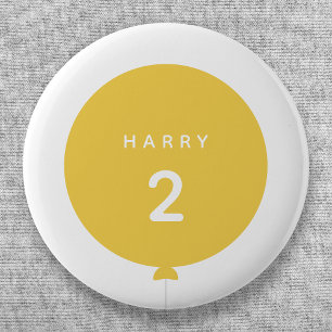 Badge Rond 5 Cm Balloon moderne Jaune Anniversaire Fête Mignonne