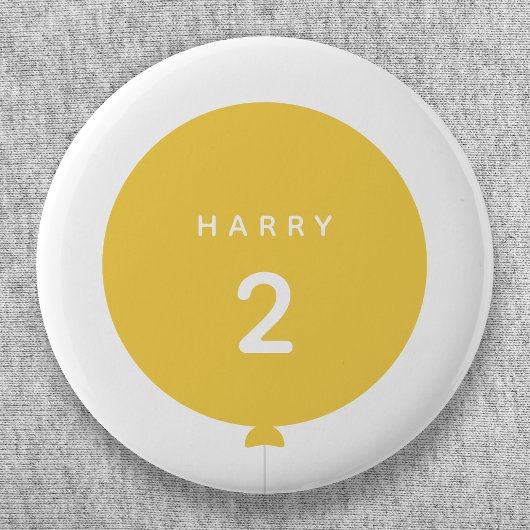 Badge Rond 5 Cm Balloon moderne | Jaune Anniversaire Fête Mignonne