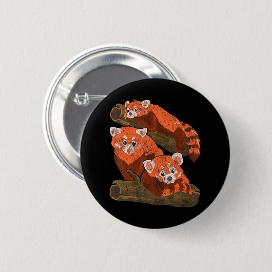 Badge Rond 5 Cm Bambou Red Pandas Zoo Keeper Faune Animal Rouge (Devant & derrière)