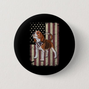 Badge Rond 5 Cm Bandana Drapeau Américain Beagle Patriotique 4 Jui