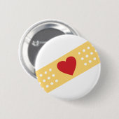 Badge Rond 5 Cm Bande-Aide avec un coeur rouge (Devant & derrière)