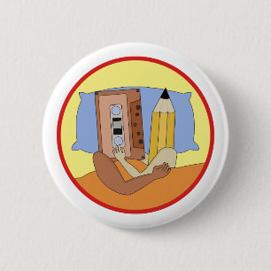 Badge Rond 5 Cm Bande de cassette et crayon Rewind Love