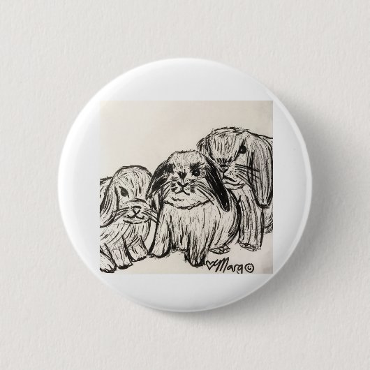 Badge Rond 5 Cm Bande de lapins (Devant)