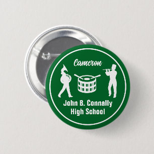 Badge Rond 5 Cm Bande de Marche du Lycée Vert Personnalisé
