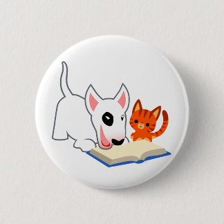Badge Rond 5 Cm Bande dessinée Bullie et Kitty avec l'insigne de