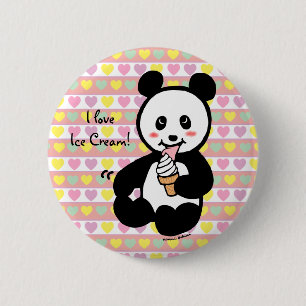 Badge Rond 5 Cm Bande dessinée de crème glacée de panda de Kawa