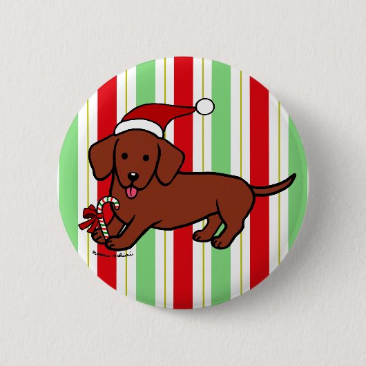 Badge Rond 5 Cm Bande dessinée de Noël de teckel (Devant)