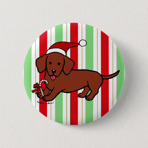 Badge Rond 5 Cm Bande dessinée de Noël de teckel