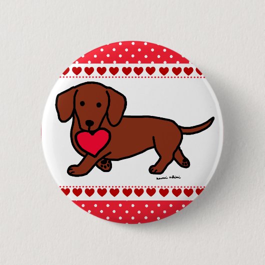 Badge Rond 5 Cm Bande dessinée de Valentine de teckel (Devant)