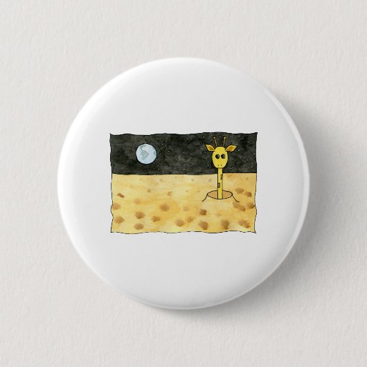 Badge Rond 5 Cm Bande dessinée d'une girafe perdue (Devant)