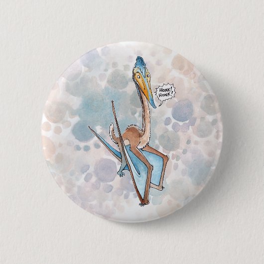 Badge Rond 5 Cm Bande dessinée idiote Quetzalcoatlus Pterosaur (Devant)