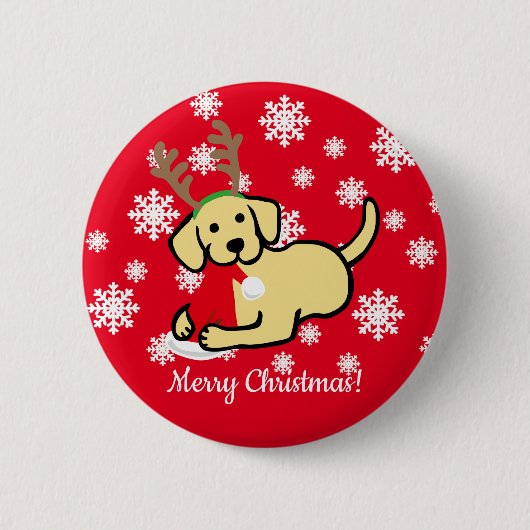 Badge Rond 5 Cm Bande dessinée jaune de Noël de Labrador et de (Devant)