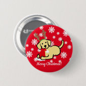 Badge Rond 5 Cm Bande dessinée jaune de Noël de Labrador et de (Devant & derrière)