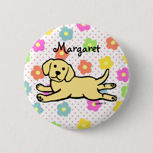 Badge Rond 5 Cm Bande dessinée jaune innocente de chiot de