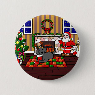 Badge Rond 5 Cm Bande dessinée noire de Noël de Labrador et de