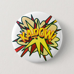 Badge Rond 5 Cm Bande dessinée Pop Art KA-POW ! Rétro
