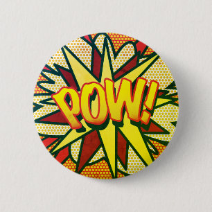 Badge Rond 5 Cm Bande dessinée Pop Art POW ! Rétro