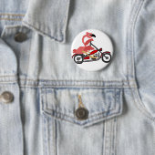Badge Rond 5 Cm Bande dessinée rose fraîche de moto d'équitation (En situation)