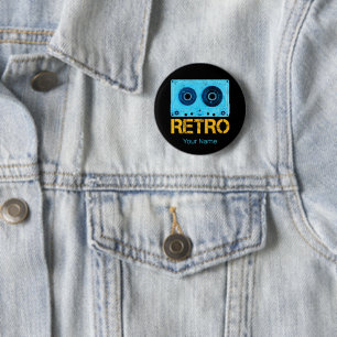 Badge Rond 5 Cm Bande Retro Rechercher Cassette Vintage Fête des a