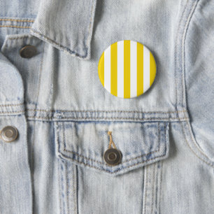 Badge Rond 5 Cm Bandes Jaunes, Blancs, Motif rayé