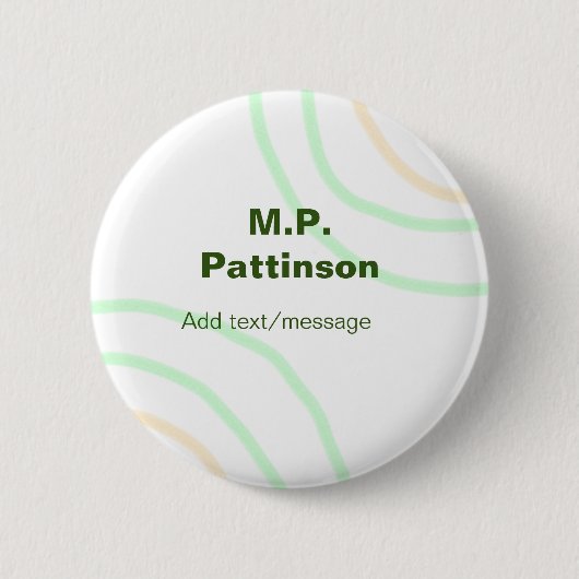 Badge Rond 5 Cm Bandes orange vertes ajouter le nom message texte (Devant)