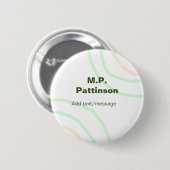 Badge Rond 5 Cm Bandes orange vertes ajouter le nom message texte (Devant & derrière)