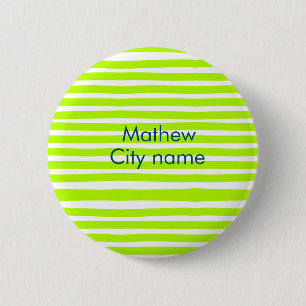 Badge Rond 5 Cm Bandes rétro jaune vert néon ajoutent nom ville