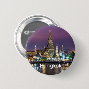 Badge Rond 5 Cm Bangkok Wat Arun Sunset BKK Thaïlande Souvenir