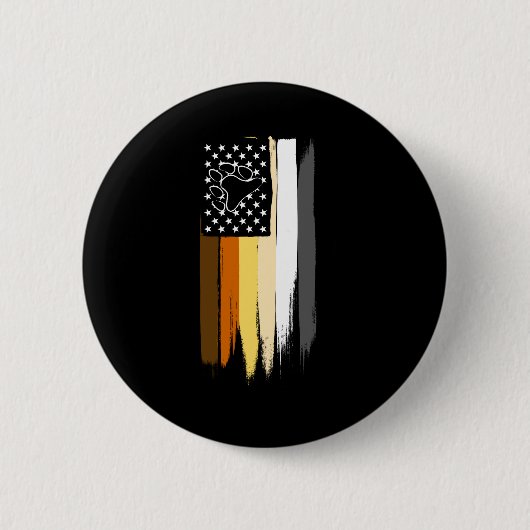 Badge Rond 5 Cm Bannière étoilée peinte par ours gai (Devant)