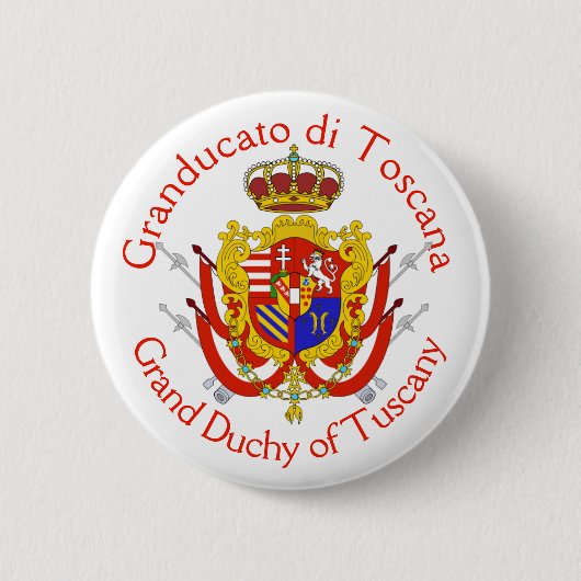 Badge Rond 5 Cm Bannière rouge blanc Grand-Duché de Toscane (Devant)
