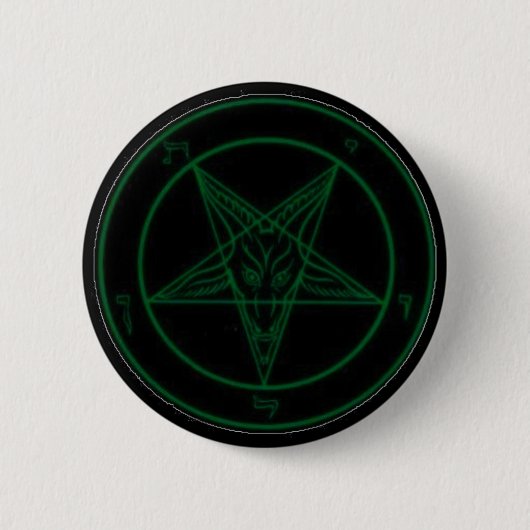 Badge Rond 5 Cm Baphomet en vert (Devant)
