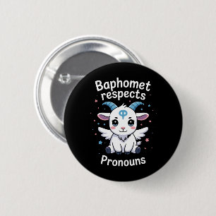 Badge Rond 5 Cm Baphomet transgenre respecte les pronoms Fierté tr